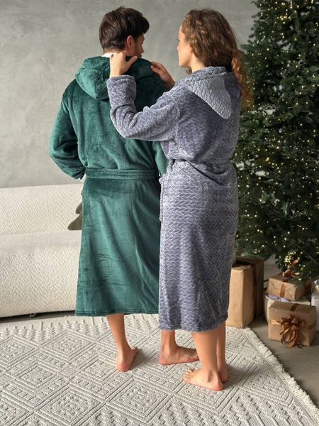 Теплий махровий чоловічий зелений халат DO2592/4-XL фото